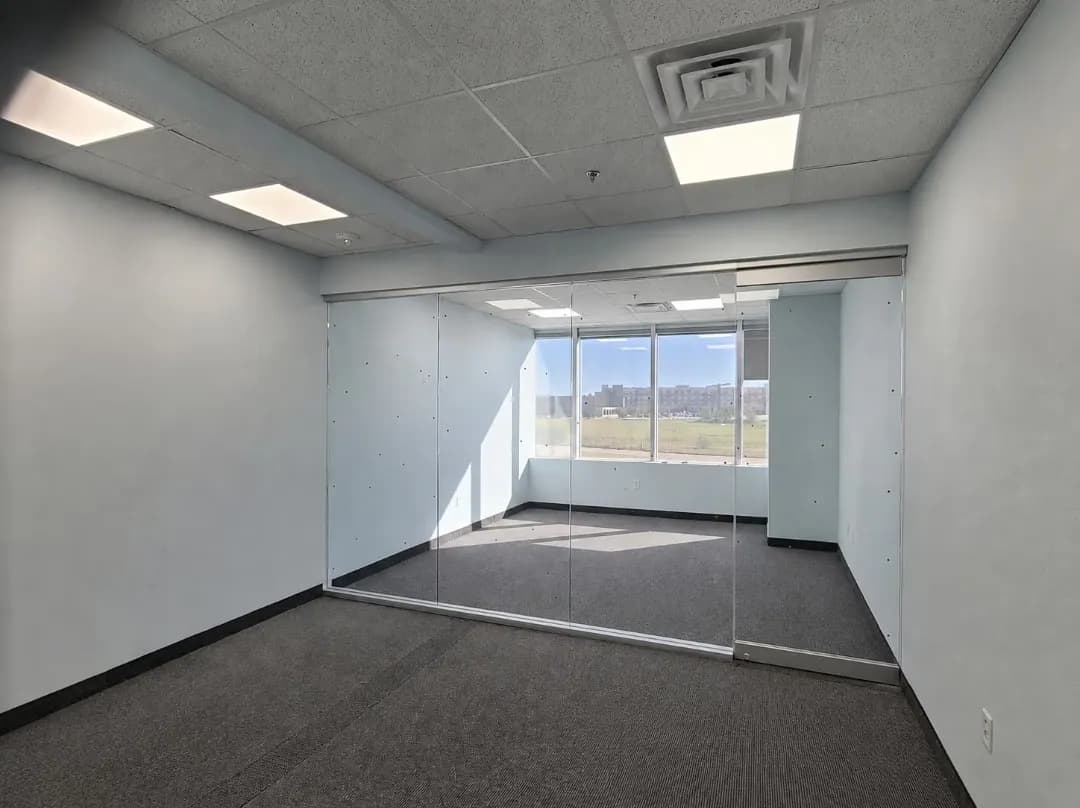An empty office suite inside a Carrollton commercial building